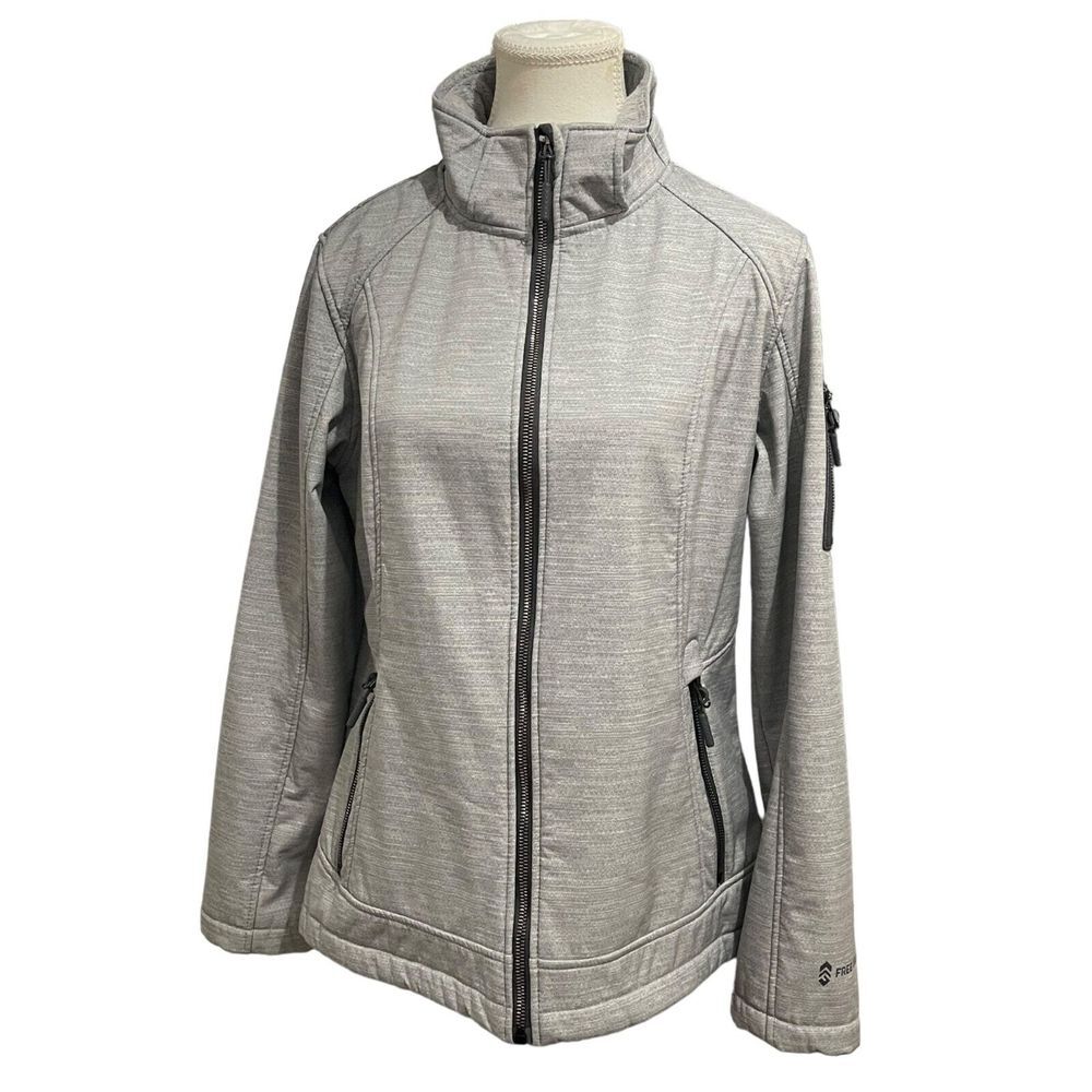 Free Country Gray‎ Casual Hiking Walking Outdoor Full Zip Jacket Medium